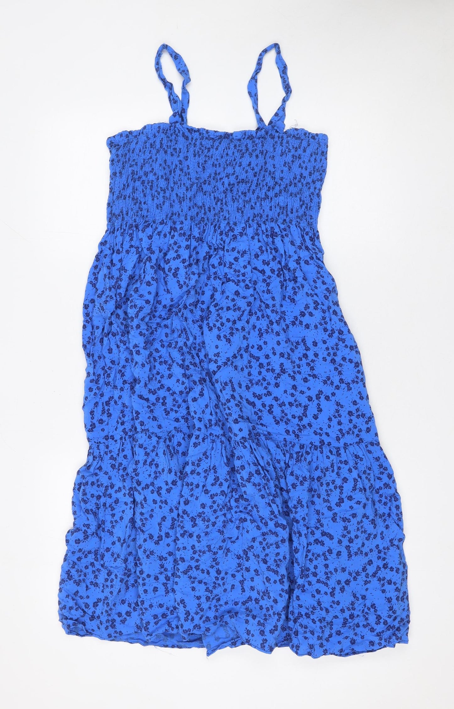 Zara Women Blue Floral Midi Slip Dress XS Summer Boho Style