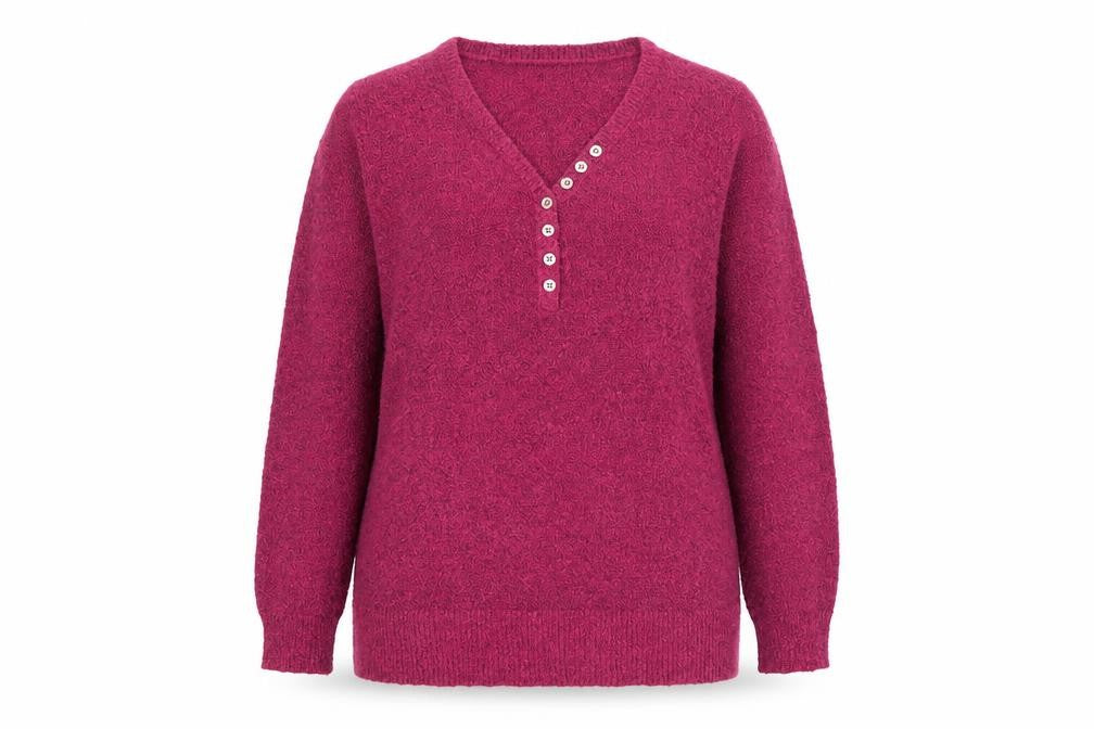 Julipa Womens Purple V-Neck Henley Knit Jumper Size 16/18