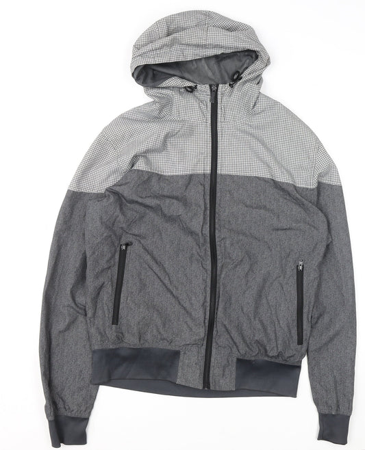 McKenzie Men’s Grey Full Zip Hoodie Size L with Check Design