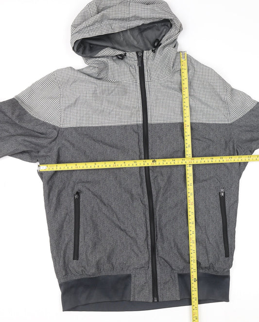 McKenzie Men’s Grey Full Zip Hoodie Size L with Check Design