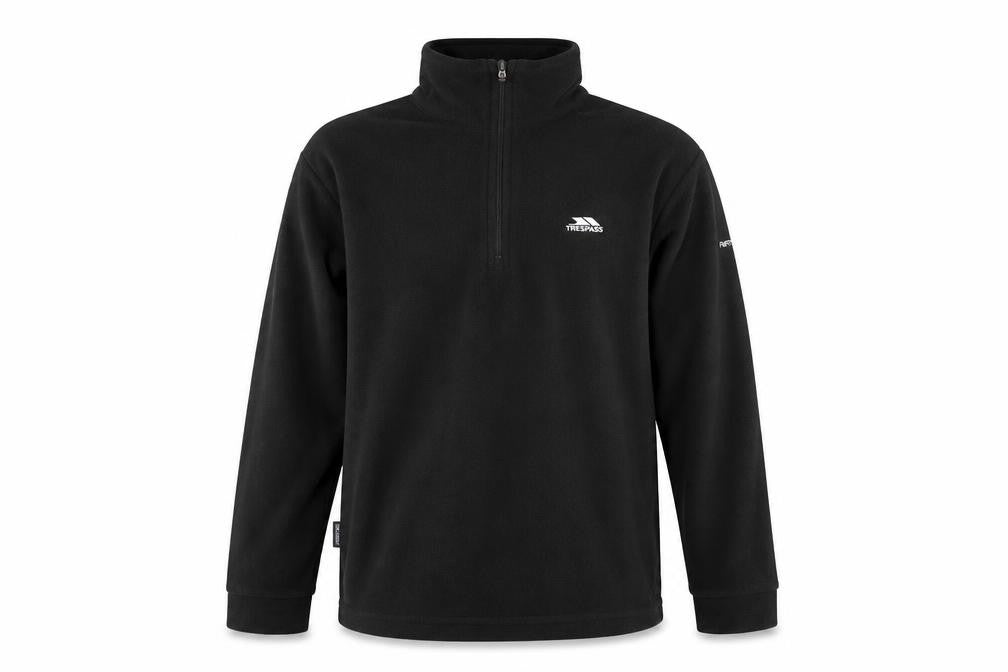 Trespass Mens Black Fleece 1/4 Zip Pullover Sweatshirt Size S