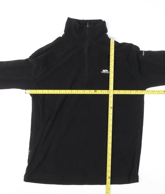 Trespass Mens Black Fleece 1/4 Zip Pullover Sweatshirt Size S