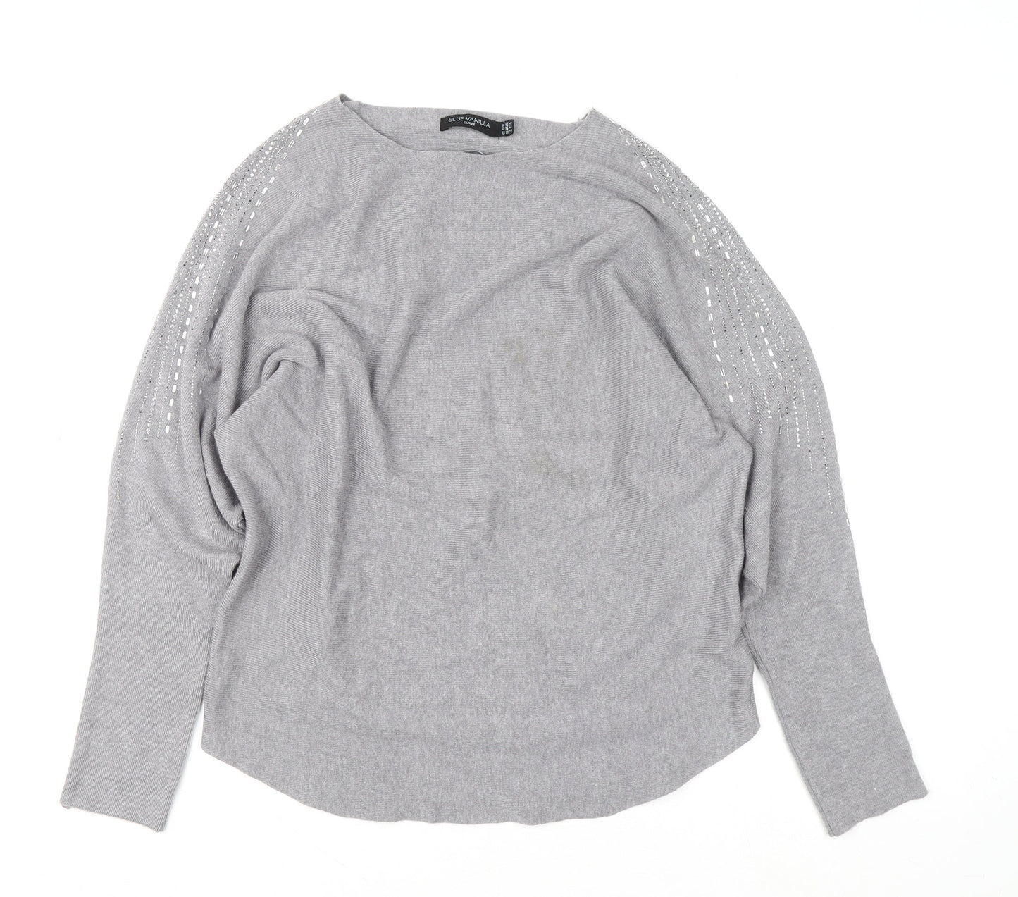 Blue Vanilla Women’s Grey Beaded Knit Pullover Jumper Size 16