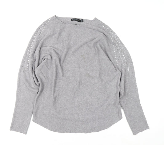 Blue Vanilla Women’s Grey Beaded Knit Pullover Jumper Size 16