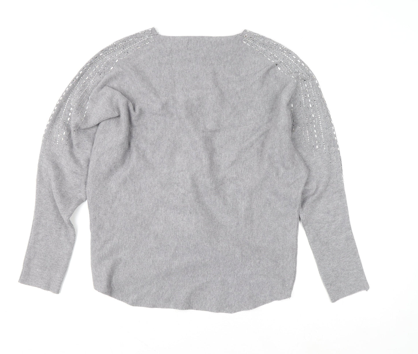 Blue Vanilla Women’s Grey Beaded Knit Pullover Jumper Size 16