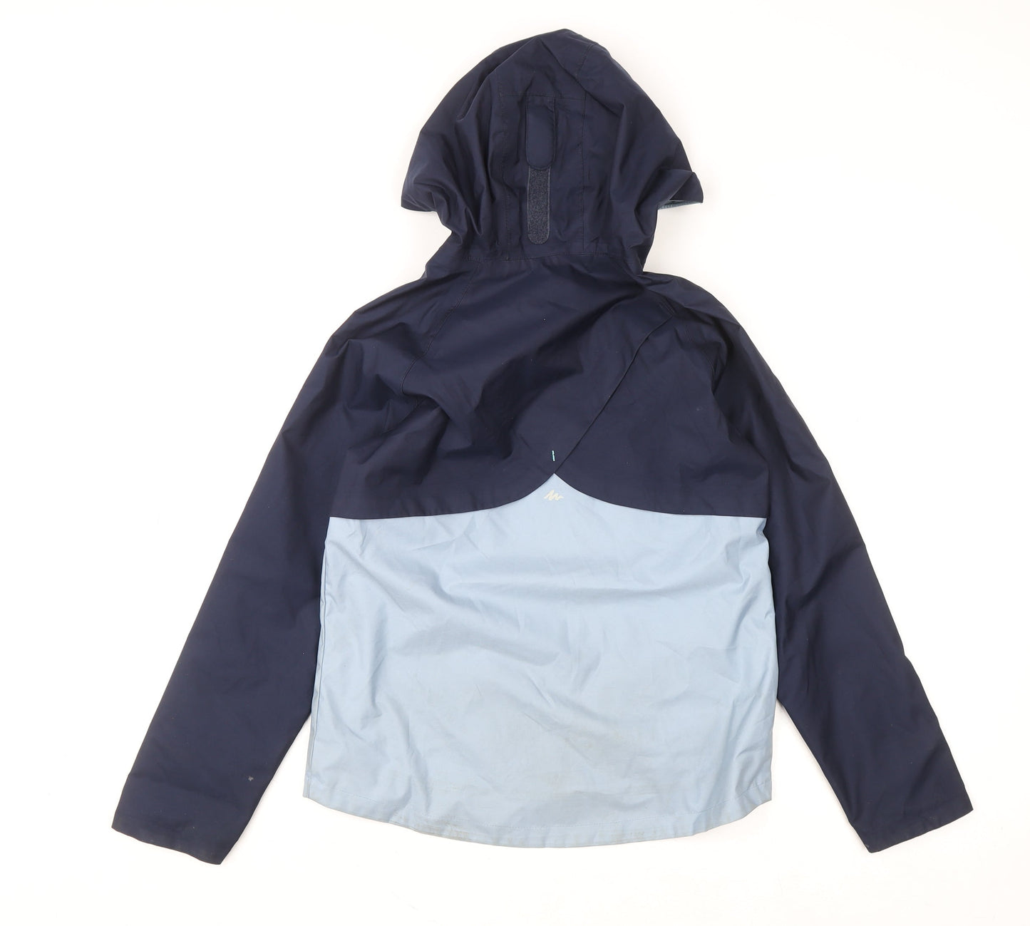 Quechua Boys Blue Colourblock Waterproof Hooded Rain Jacket 10-11 Years