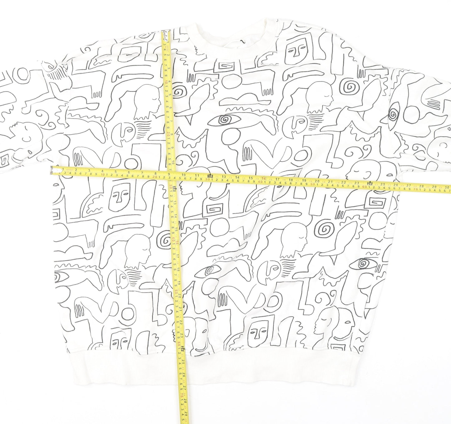 Monki Women’s White Graphic Print Pullover Sweatshirt Size S