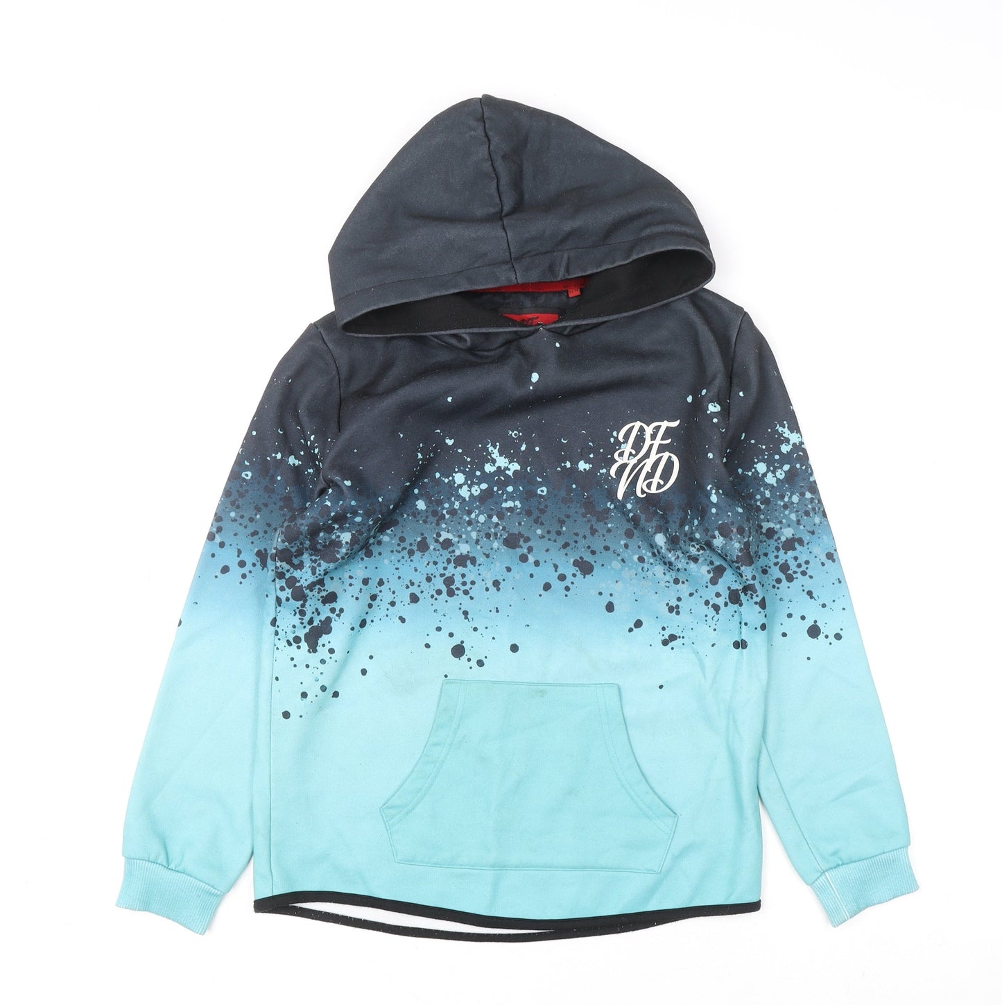 DFTD Boys Blue Ombre Pullover Hoodie 13-14 Years Polyester Cotton