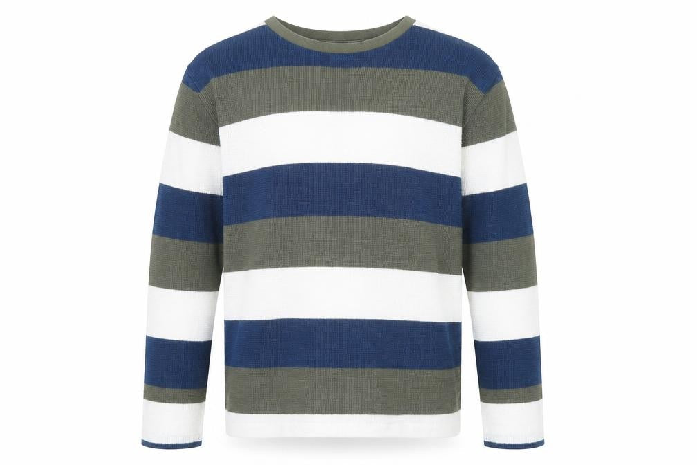 FatFace Boys Blue Green White Striped Cotton Jumper 12-13 Years