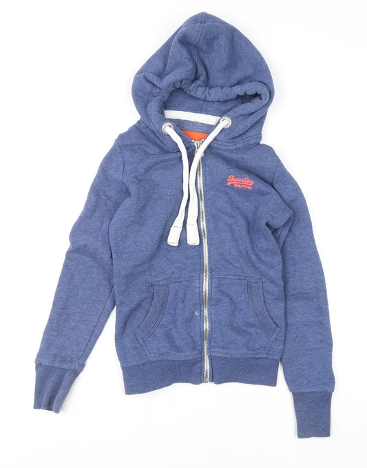 Superdry Womens Blue Full Zip Hoodie XS Cotton Blend