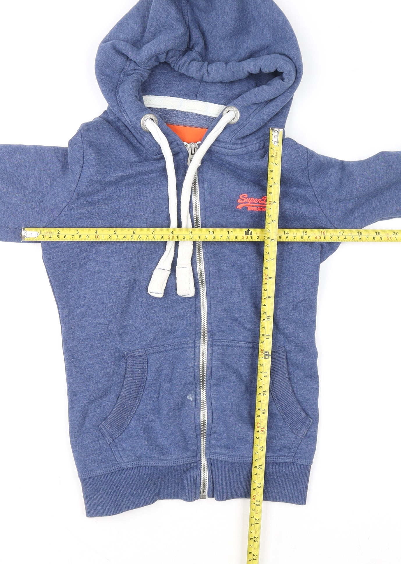 Superdry Womens Blue Full Zip Hoodie XS Cotton Blend