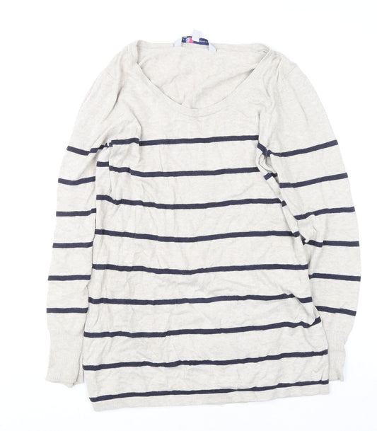 Crew Clothing Co. Women’s Beige Striped Cotton Jumper Size 14
