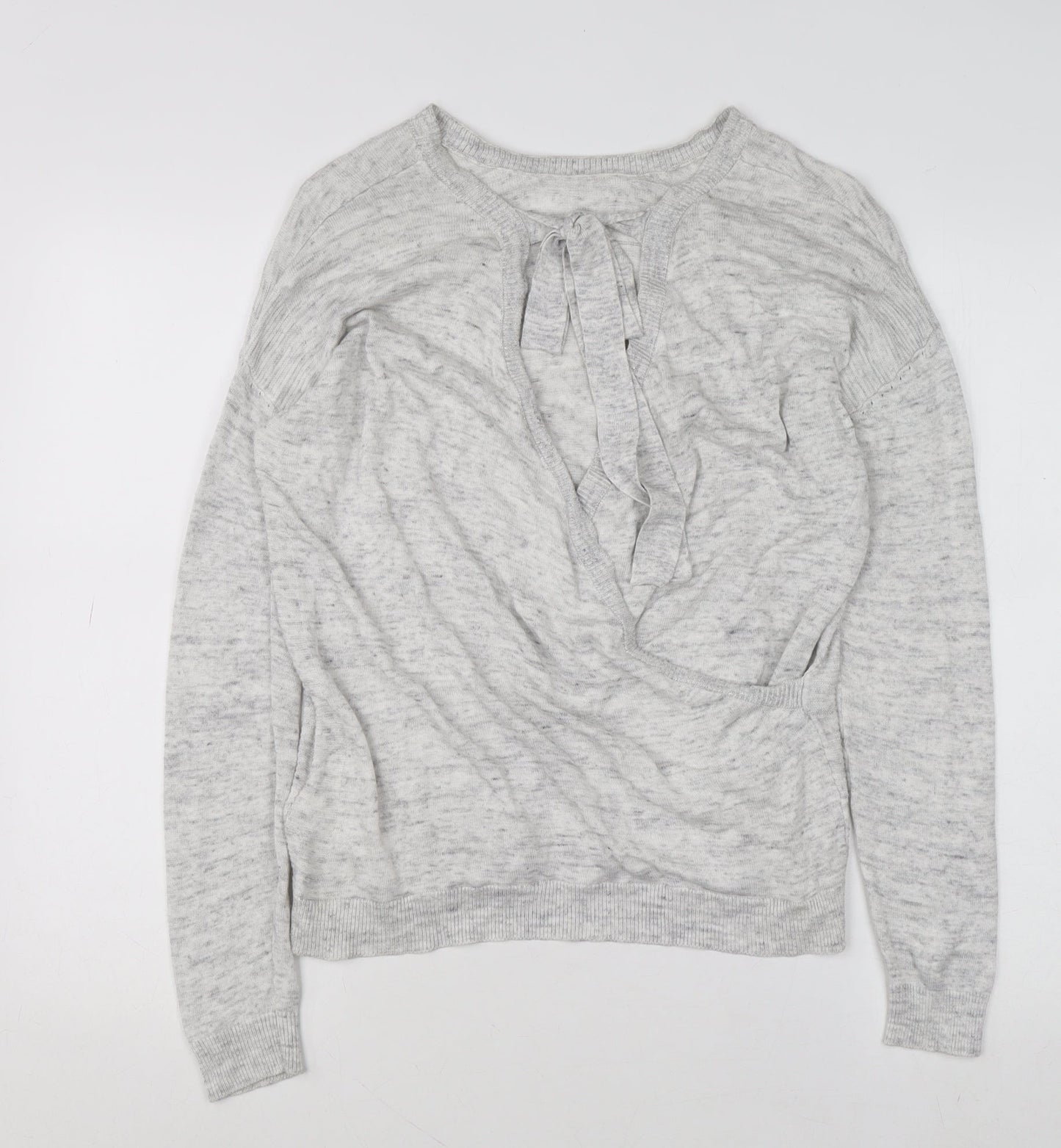 Next Women’s Grey Wrap V-Neck Knit Jumper Size 12