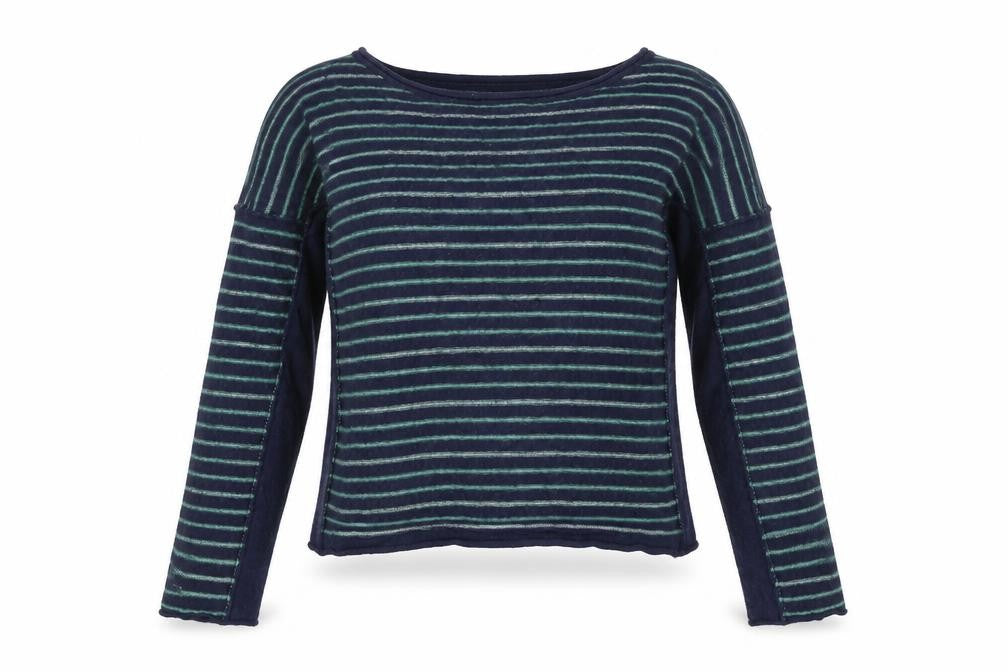 Hush Womens Blue Striped Wool Blend Crew Neck Long Sleeve Jumper M