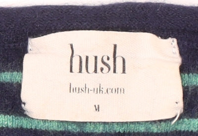Hush Womens Blue Striped Wool Blend Crew Neck Long Sleeve Jumper M
