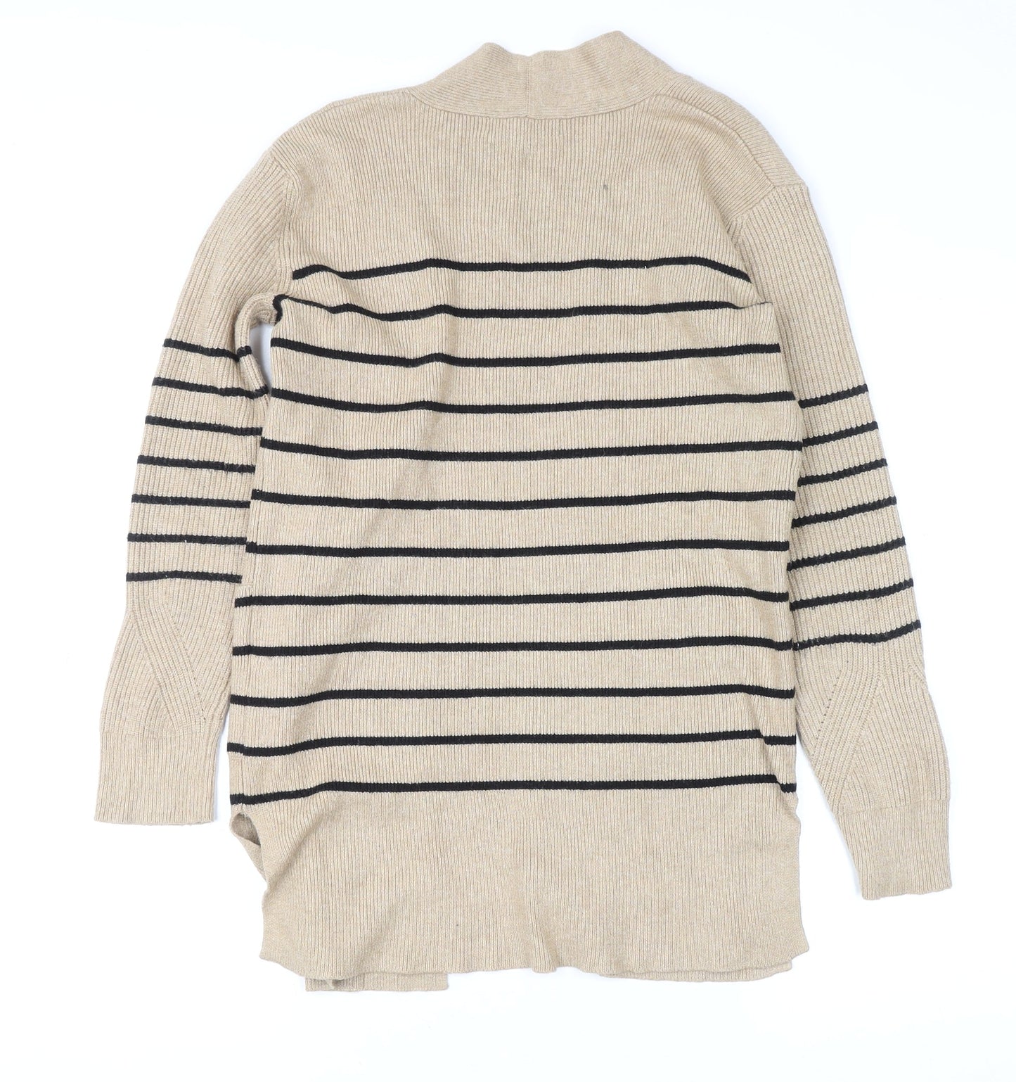 Marks and Spencer Women Beige Striped Long Sleeve Cardigan Size 6
