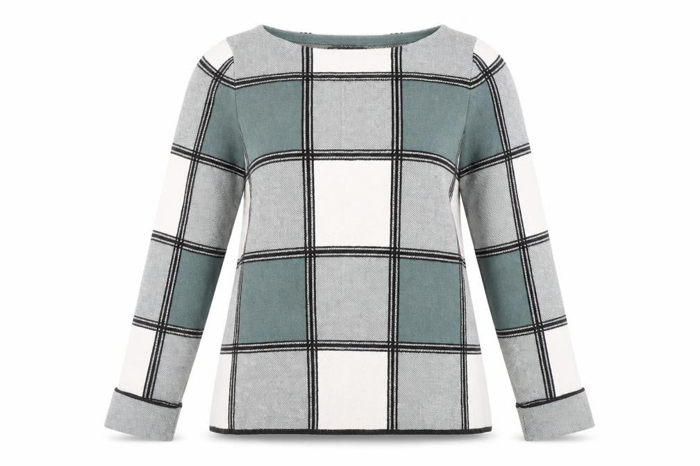 Tahari Women’s Grey Check Knit Pullover Jumper Size L