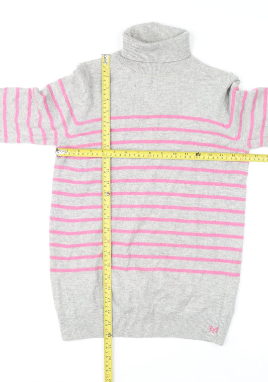 Crew Clothing Womens Grey Pink Stripe Roll Neck Jumper Size 10