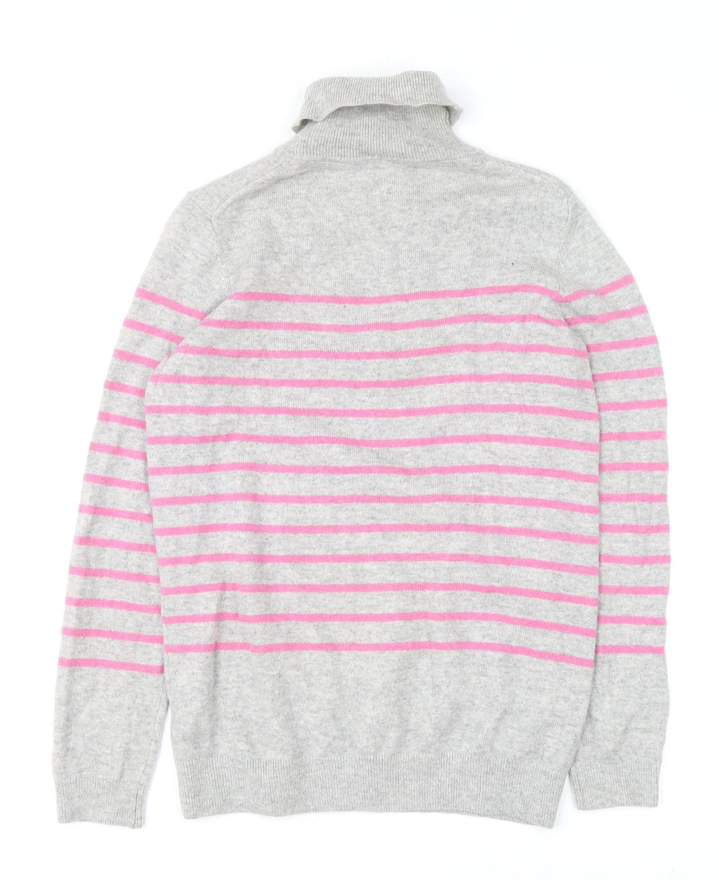 Crew Clothing Womens Grey Pink Stripe Roll Neck Jumper Size 10