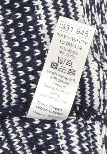 Marks & Spencer Spirit Women Navy White Size 16 Striped Cardigan