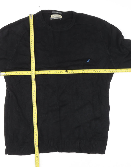 River Island Men's Black Acrylic Crew Neck Jumper L Regular Fit