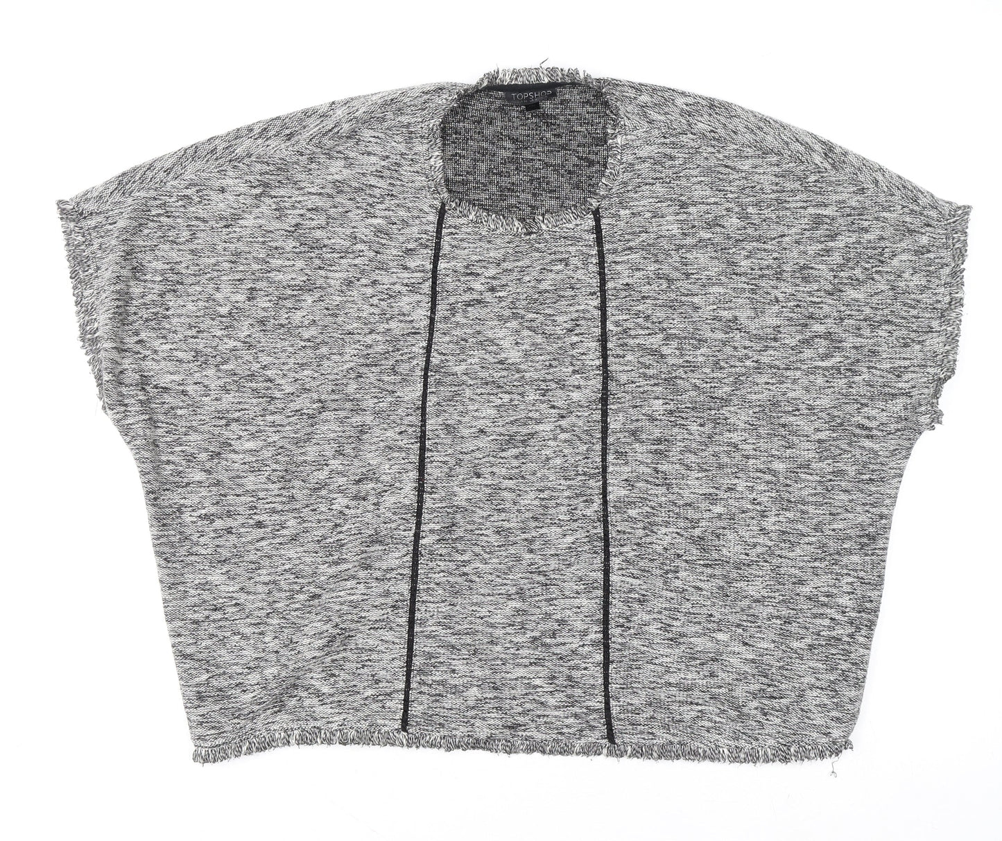 Topshop Women’s Grey Cropped Knit Short Sleeve Blouse Size 8