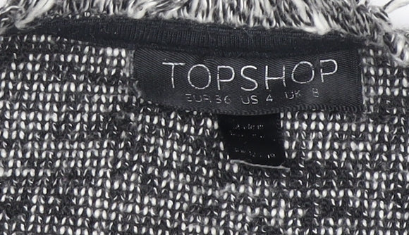 Topshop Women’s Grey Cropped Knit Short Sleeve Blouse Size 8