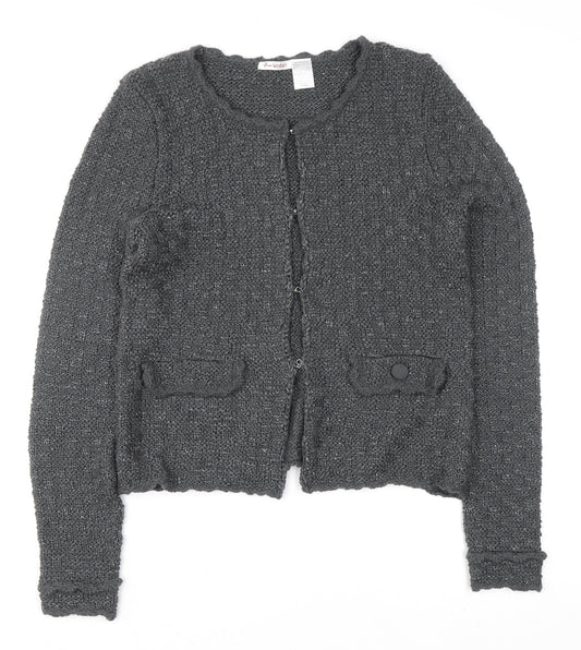 Anne Weyburn Women’s Grey Chunky-Knit Long Sleeve Cardigan Size 14/16
