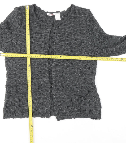 Anne Weyburn Women’s Grey Chunky-Knit Long Sleeve Cardigan Size 14/16