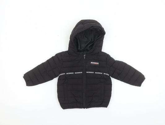 McKenzie Unisex Baby Black Puffer Jacket 3-6 Months Hooded Water Resistant