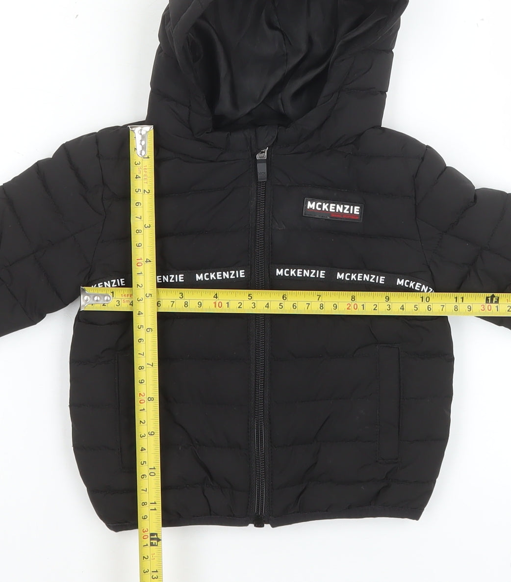 McKenzie Unisex Baby Black Puffer Jacket 3-6 Months Hooded Water Resistant