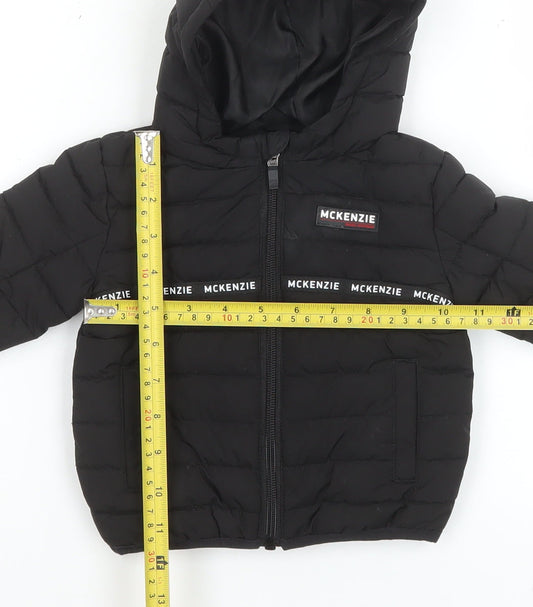 McKenzie Unisex Baby Black Puffer Jacket 3-6 Months Hooded Water Resistant
