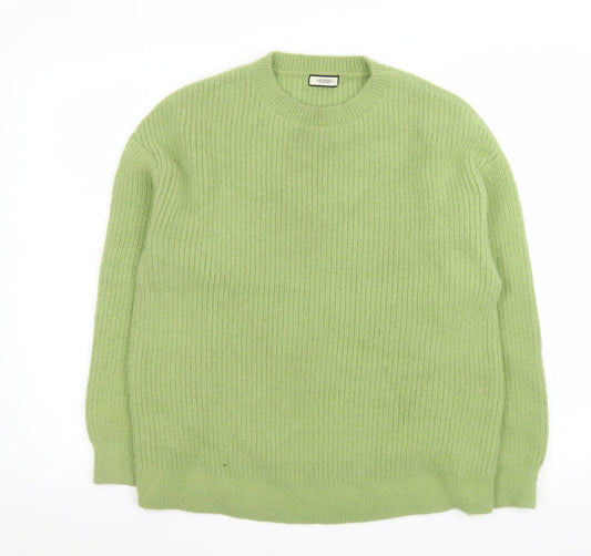 KUOSE Women Green Crew Neck Knit Pullover Jumper Size S