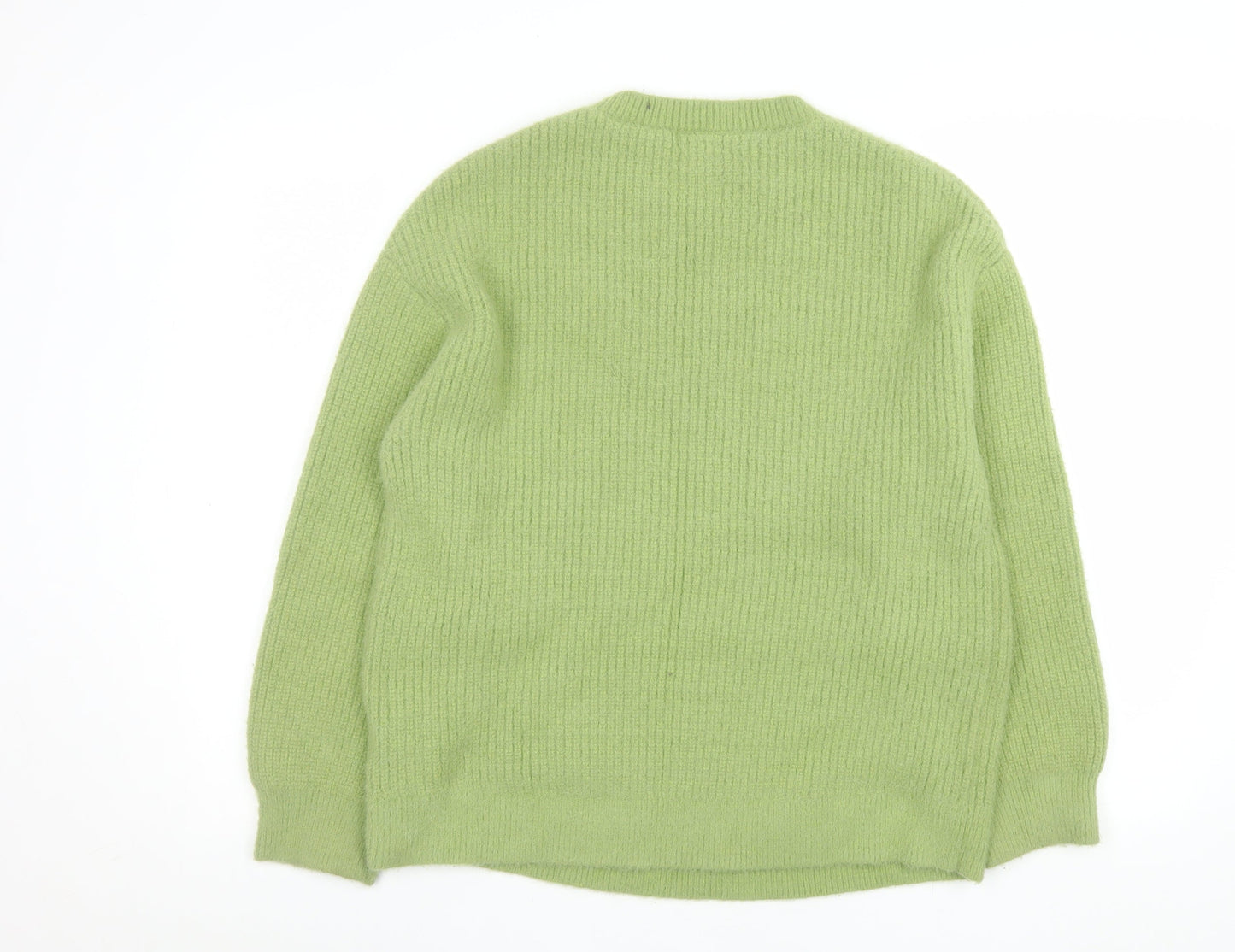KUOSE Women Green Crew Neck Knit Pullover Jumper Size S