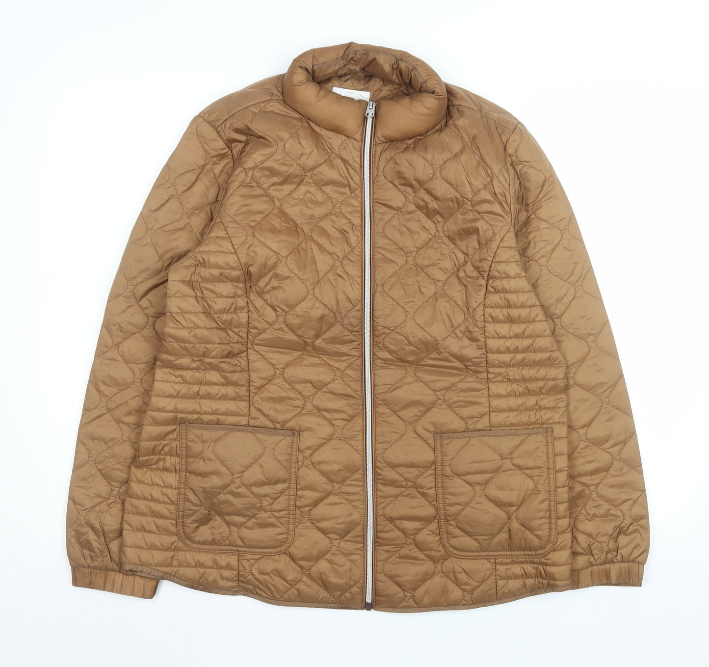 Next Women’s Brown Quilted Mid-Length Zip Jacket Size 14