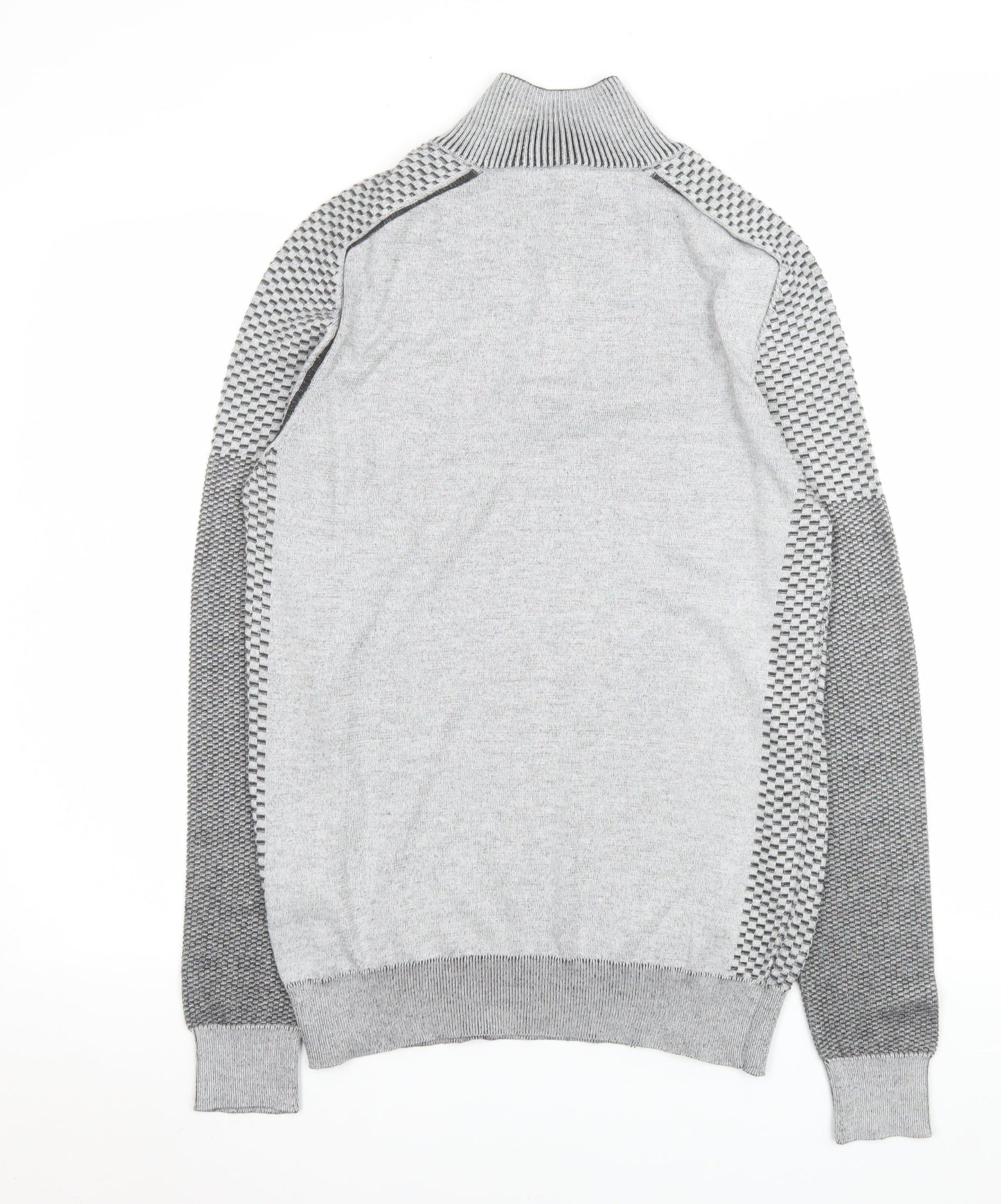 Enzo Di Capri Men's Grey XL Henley Knit Jumper High Neck