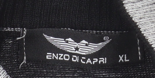 Enzo Di Capri Men's Grey XL Henley Knit Jumper High Neck