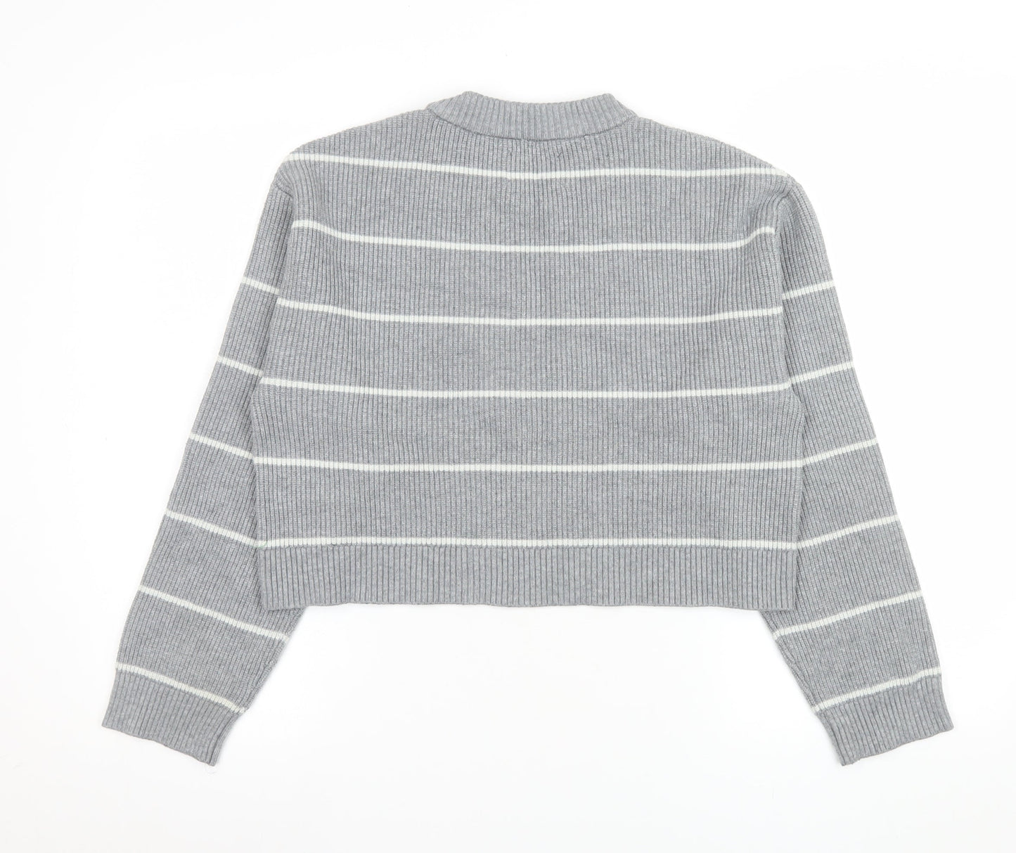 Zara Girls Grey Striped Knit Pullover Jumper Size 11-12 Years