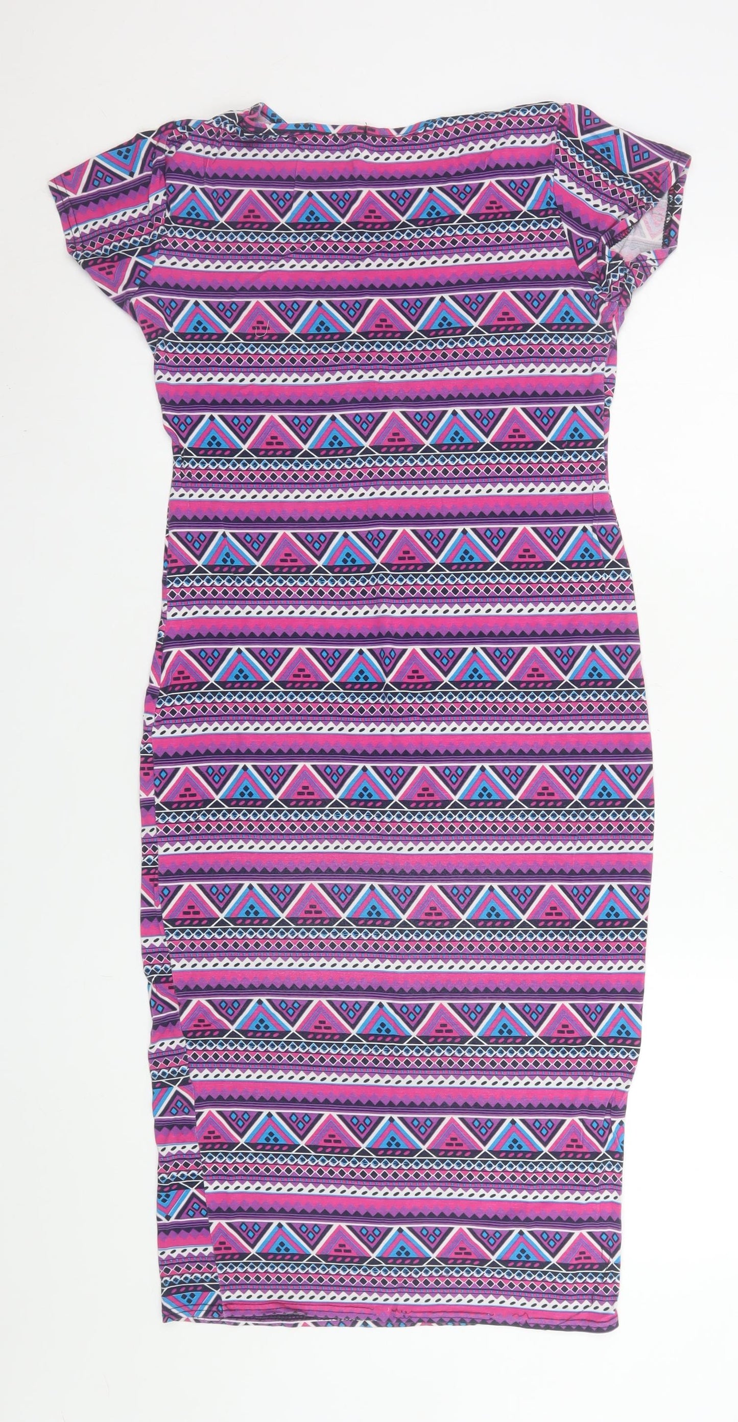 Just Glamour Womens Multicoloured Geometric Bodycon Midi Dress M