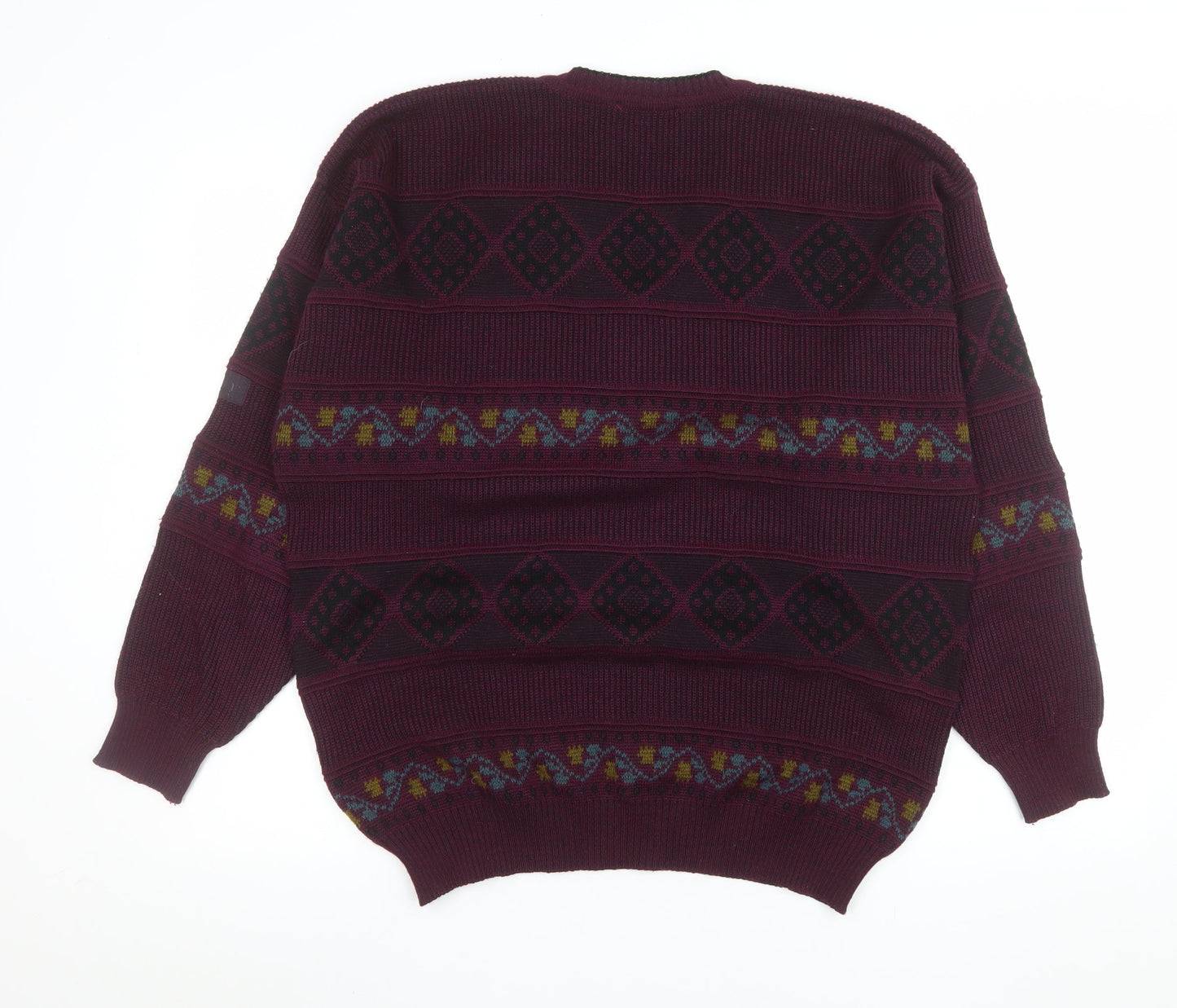 Maremma Men’s Red Wool Blend Geometric V-Neck Jumper L