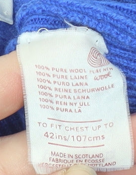 Lyle & Scott Men's Blue Wool Crew Neck Golf Jumper Size L