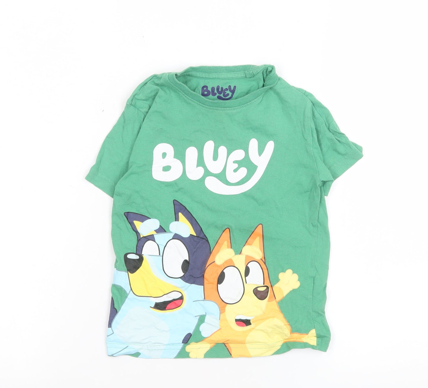 Bluey Boys Green 4-5 Years Graphic Cotton Short Sleeve T-Shirt