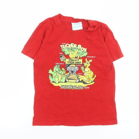 Around Australia Boys Red Koala Graphic Cotton T-Shirt Size 8 Years