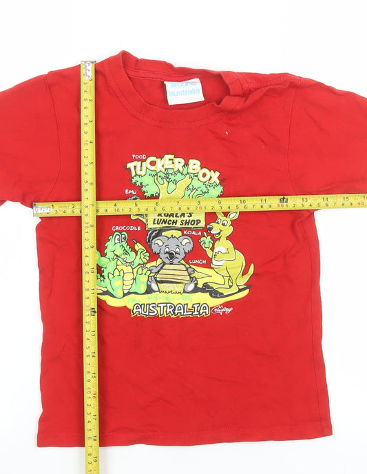 Around Australia Boys Red Koala Graphic Cotton T-Shirt Size 8 Years