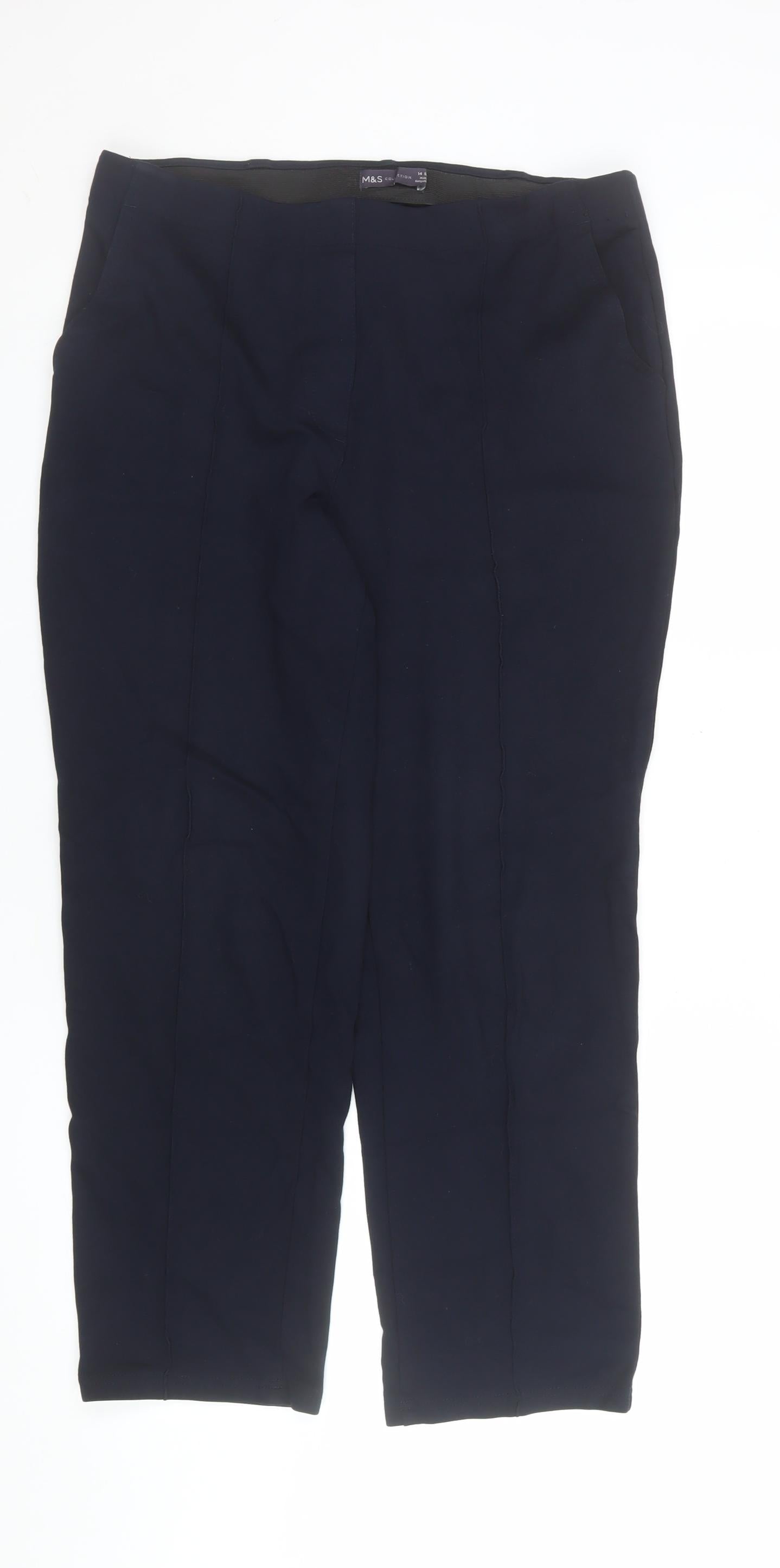 Marks and Spencer Women Black Slim Ankle Trousers Size 14