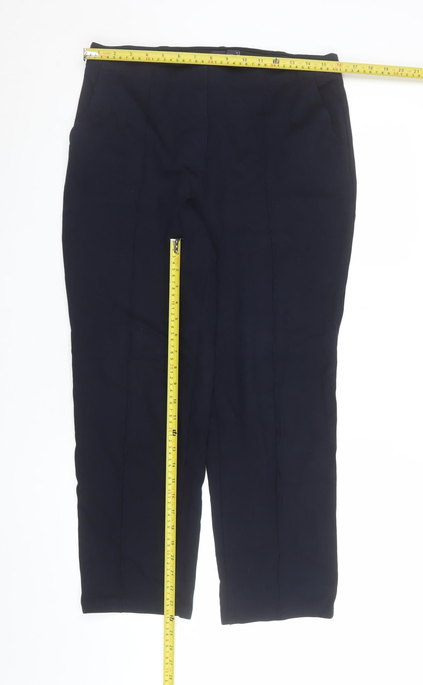 Marks and Spencer Women Black Slim Ankle Trousers Size 14