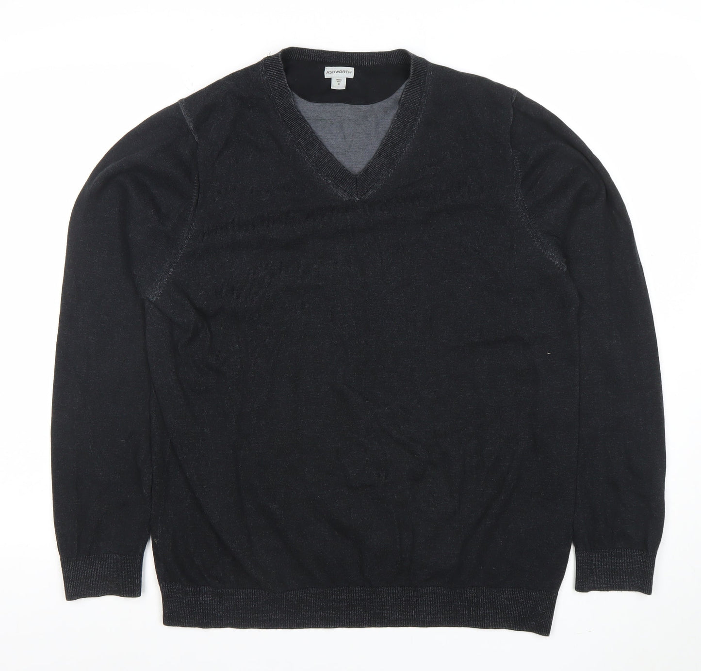 Ashworth Men's Black Cotton V-Neck Golf Jumper Size M