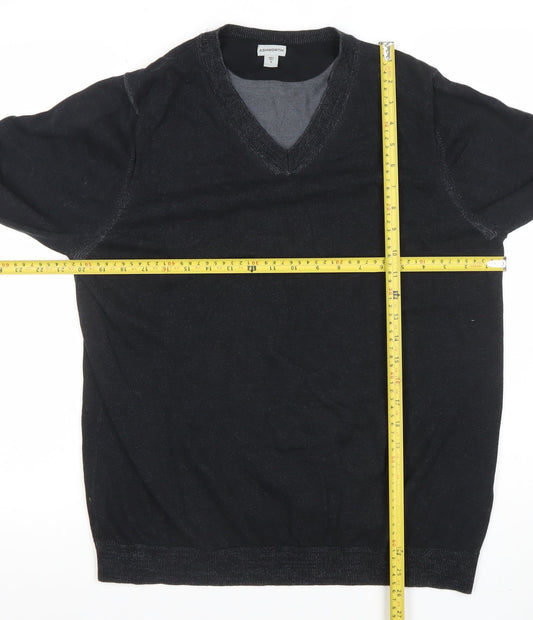 Ashworth Men's Black Cotton V-Neck Golf Jumper Size M
