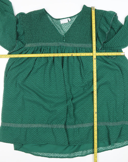 ASOS Design Women’s Green Smocked V-Neck Fit & Flare Dress Size 16