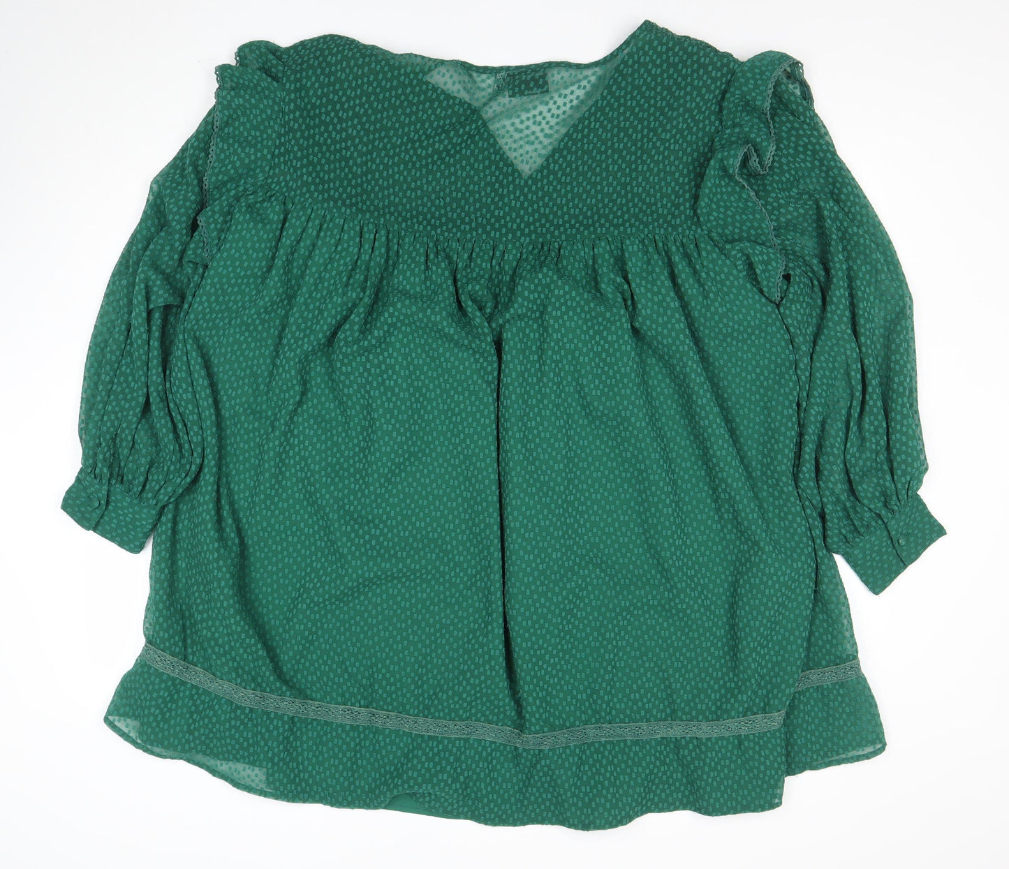ASOS Design Women’s Green Smocked V-Neck Fit & Flare Dress Size 16